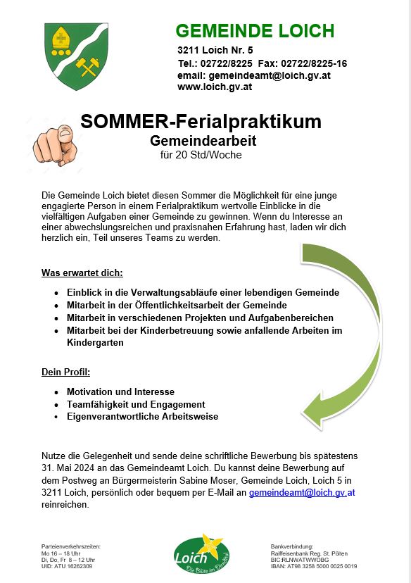 Sommer Ferialpraktikum Gemeindearbeit
