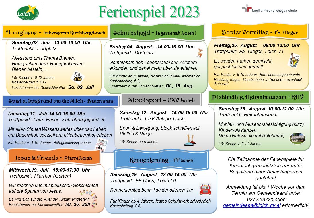 Programm Ferienspiel 2023